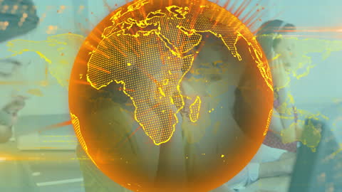 Animated Globe Overlay with Business Communication