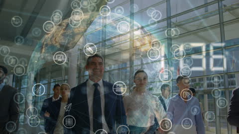 Business Team Embracing Global Digital Interface Technology