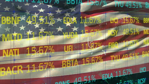 USA Flag and Stock Market Data Animation
