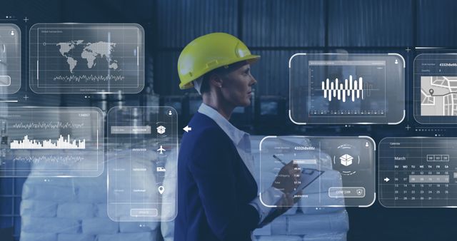 Female Engineer Using Augmented Reality in Industrial Environment - Download Free Stock Images Pikwizard.com