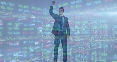Triumphant Businessman Analyzing Stock Market Data - Download Free Stock Images Pikwizard.com
