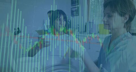 Healthcare Consultation Blended with Financial Chart Overlay