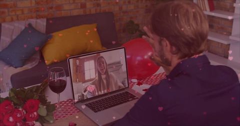 Virtual Valentine's Date with Hearts Background Concept - Download Free Stock Images Pikwizard.com