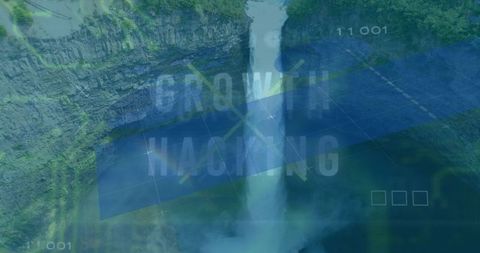 Digital integration with waterfall and growth hacking text