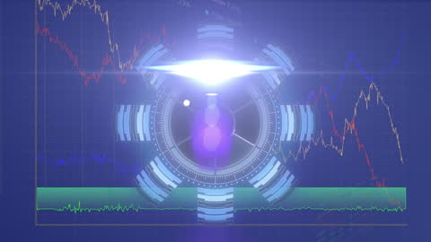 Digital Interface with Data Processing and Graphs Animation