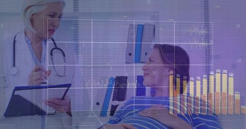 Clinician in Consultation with Patient, Analyzing Health Statistics