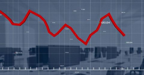 Red Line Graph Overlaying Office Computers Symbolizing Data Analysis - Download Free Stock Images Pikwizard.com