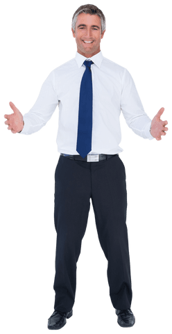 Transparent Smiling Businessman Making Welcoming Gesture - Download Free Stock Videos Pikwizard.com
