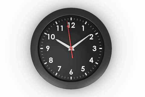 Black Round Clock Illustration on Transparent Background