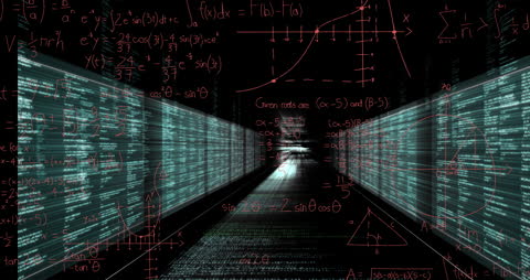 Mathematical Equations with Digital Data Processing Theme