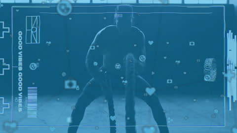 Digital Fitness: Man Training with Battling Ropes