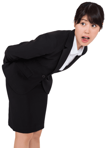 Surprised Asian Businesswoman on Transparent Background, Isolated Expression