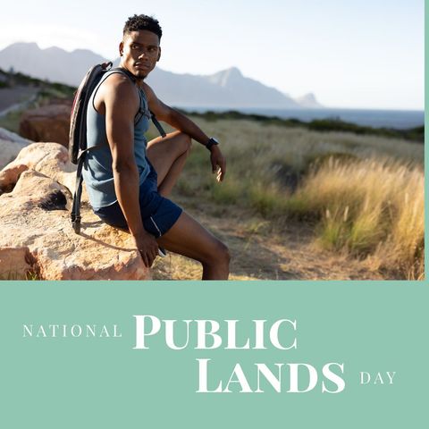 African American Hiker Exploring Public Lands during National Celebration