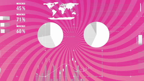 Data Visualization on Vibrant Pink Background with Global Elements