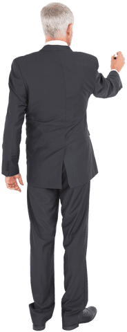 Transparent Businessman Writing on Invisible Surface