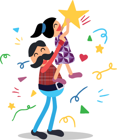 Father Lifting Daughter Celebrating Stars on Transparent Background - Download Free Stock Videos Pikwizard.com