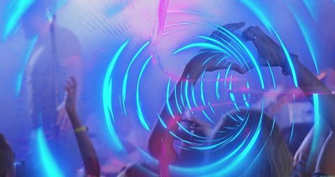 Creative Mix of Neon Lights and Concert Crowd Energy