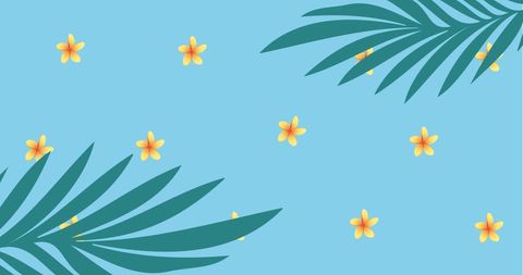 Tropical Floral Background with Yellow Blossoms and Palms - Download Free Stock Images Pikwizard.com