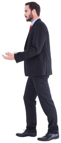 Transparent Businessman Walking Gesturing with Hands Relaxed