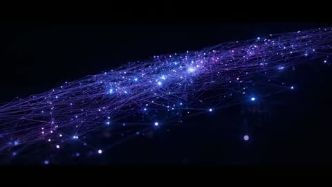 Futuristic Network of Glowing Digital Nodes Pulsing in Dark