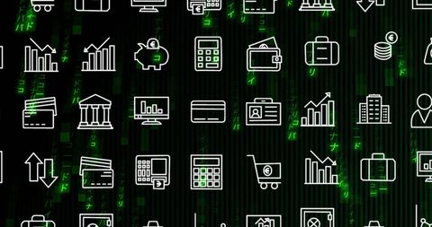 finance and investment icons on digital background - Download Free Stock Images Pikwizard.com
