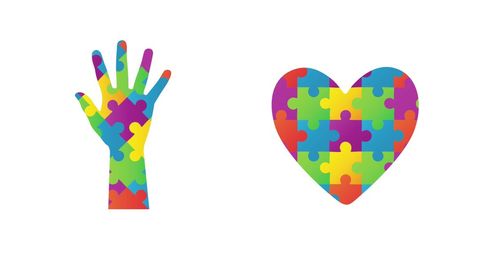 Colorful Autism Puzzle Pieces Forming Heart and Hand Symbol - Download Free Stock Images Pikwizard.com
