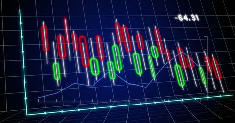 Colorful Financial Data Display Against Blue Grid Background - Download Free Stock Images Pikwizard.com