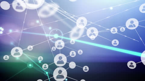 Digital Network Connections on Blue Background Animation