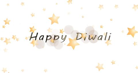 Festive Happy Diwali Text With Golden Stars