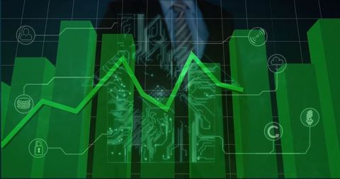 Business Executive Analyzing Data on High-Tech Dashboard