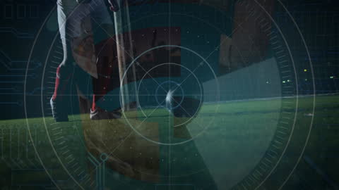 Data Overlay on Football Player Running with Ball
