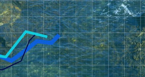 Financial Graph Animation Over Transparent Seascape Background