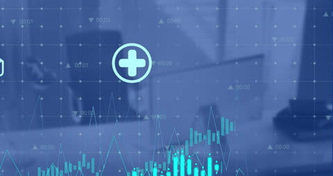 Financial Analysis with Digital Interface Graphs in Modern Office Environment