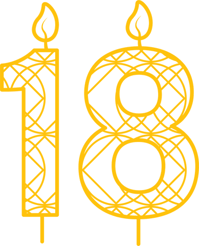 Yellow Transparent Birthday Candle 18 Illustration on Clear Background