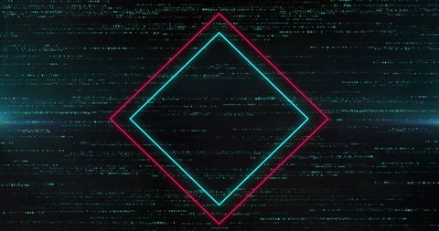 Vibrant Neon Diamond Frames with Cyber Glitch Effects