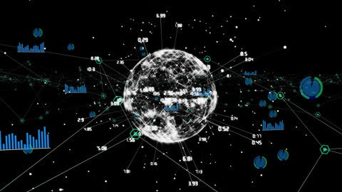 Digital Network Visualization with Data on Spinning Globe