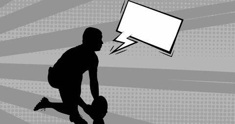 Silhouette of Rugby Player with Speech Bubble