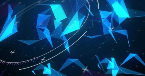 Floating Blue Polygons Connecting in Futuristic Digital Network Concept