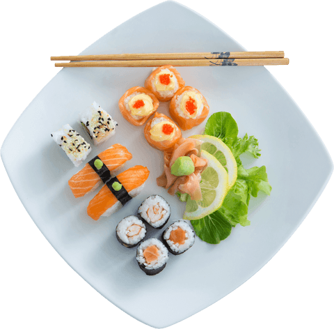 Transparent High Angle Variety Sushi Plate Presentation - Download Free Stock Videos Pikwizard.com
