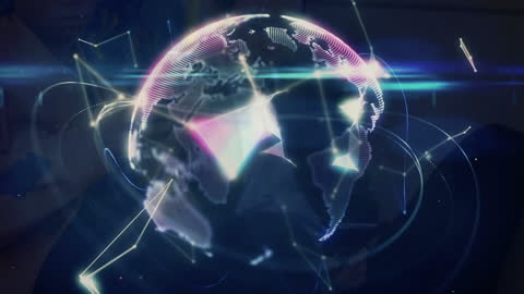 Futuristic Digital Globe with Emerging Holographic Connections