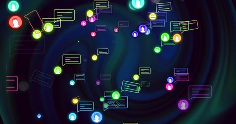 Digital Communication Icons on Network Background - Download Free Stock Images Pikwizard.com