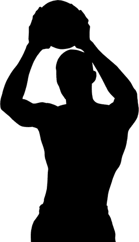 Sportsman silhouette with ball on transparent background