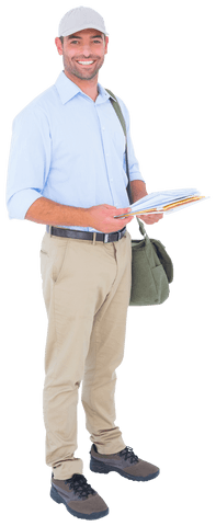 Transparent Postman Holding Letters Smiling - Download Free Stock Videos Pikwizard.com