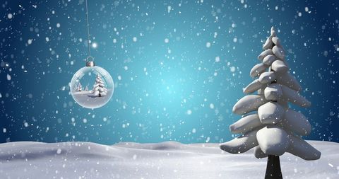 Snowing Over Serene Christmas Landscape Ornament