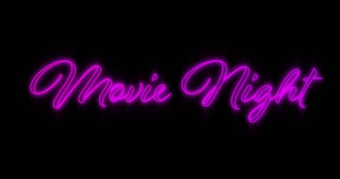 Neon Movie Night Sign Glowing on Black Background - Download Free Stock Images Pikwizard.com