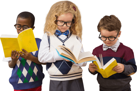 transparent image of diverse schoolchildren reading books - Download Free Stock Videos Pikwizard.com