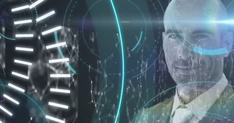 Futuristic Man with Virtual Reality Network Interface