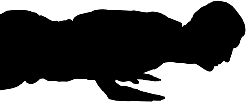 Silhouette of sportsman exercising on transparent background