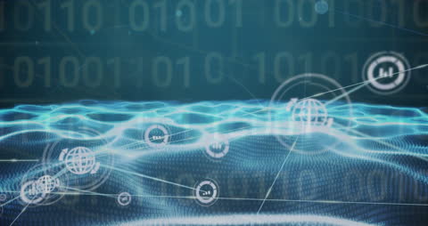 Global Connectivity Concept with Binary Code and Digital Waves