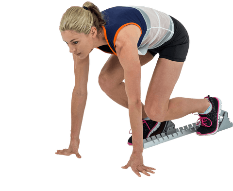 female athlete ready to sprint in transparent starting position - Download Free Stock Videos Pikwizard.com